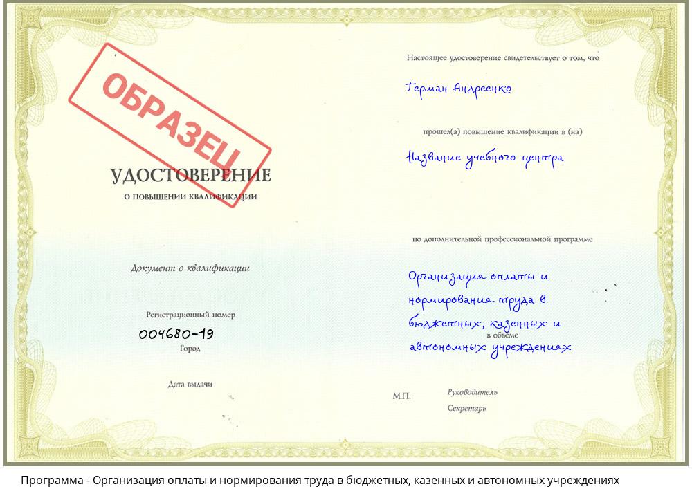 Организация оплаты и нормирования труда в бюджетных, казенных и автономных учреждениях Егорьевск